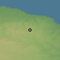 Shaded relief of the 56 km around al-Kusbāt, drawn from the GMTED2010 grid