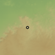 Shaded relief of the 56 km around al-Lamāmiš, drawn from the GMTED2010 grid