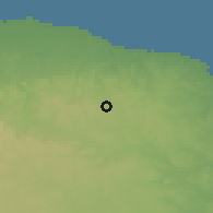Shaded relief of the 56 km around al-Qalīl, drawn from the GMTED2010 grid