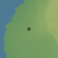 Shaded relief of the 56 km around an-Nawagiyah, drawn from the GMTED2010 grid