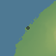 Shaded relief of the 56 km around Bangāzī, drawn from the GMTED2010 grid