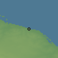 Shaded relief of the 56 km around Bin Jawwād, drawn from the GMTED2010 grid