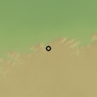 Shaded relief of the 56 km around Jādū, drawn from the GMTED2010 grid
