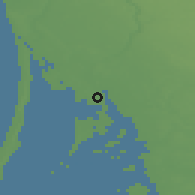 Shaded relief of the 47 km around Priekulė, drawn from the GMTED2010 grid