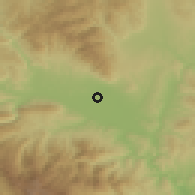 Shaded relief of the 53 km around Aračinovo, drawn from the GMTED2010 grid