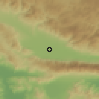Shaded relief of the 53 km around Bosilovo, drawn from the GMTED2010 grid