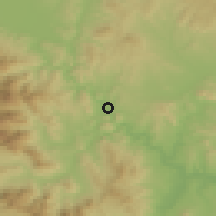 Shaded relief of the 53 km around Veles, drawn from the GMTED2010 grid