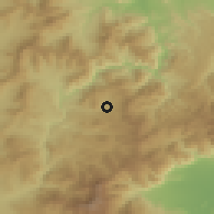 Shaded relief of the 53 km around Vitolište, drawn from the GMTED2010 grid