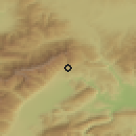 Shaded relief of the 53 km around Vratnica, drawn from the GMTED2010 grid