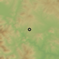 Shaded relief of the 53 km around Vrutok, drawn from the GMTED2010 grid