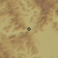 Shaded relief of the 53 km around Brod, drawn from the GMTED2010 grid
