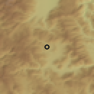 Shaded relief of the 53 km around Zajas, drawn from the GMTED2010 grid