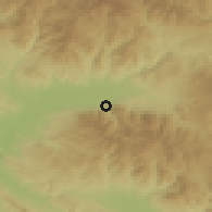 Shaded relief of the 53 km around Zrnovci, drawn from the GMTED2010 grid