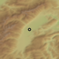 Shaded relief of the 53 km around Brvenica, drawn from the GMTED2010 grid