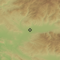 Shaded relief of the 53 km around Češinovo, drawn from the GMTED2010 grid