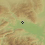 Shaded relief of the 53 km around Čučer, drawn from the GMTED2010 grid