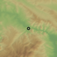 Shaded relief of the 53 km around Demir Kapija, drawn from the GMTED2010 grid
