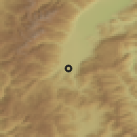 Shaded relief of the 53 km around Dolna Banjica, drawn from the GMTED2010 grid