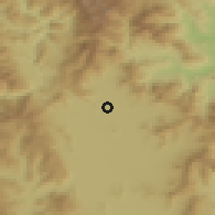 Shaded relief of the 53 km around Dolneni, drawn from the GMTED2010 grid