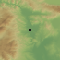 Shaded relief of the 53 km around Gevgelija, drawn from the GMTED2010 grid