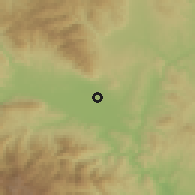Shaded relief of the 53 km around Ilinden, drawn from the GMTED2010 grid
