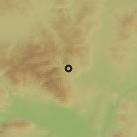 Shaded relief of the 53 km around Izvor, drawn from the GMTED2010 grid