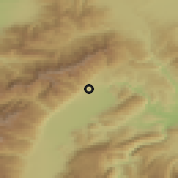 Shaded relief of the 53 km around Jegunovce, drawn from the GMTED2010 grid