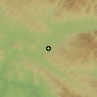 Shaded relief of the 53 km around Karbinci, drawn from the GMTED2010 grid