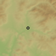 Shaded relief of the 53 km around Klečevce, drawn from the GMTED2010 grid