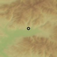 Shaded relief of the 53 km around Kočani, drawn from the GMTED2010 grid