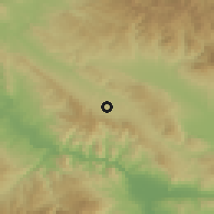 Shaded relief of the 53 km around Konče, drawn from the GMTED2010 grid