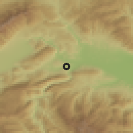 Shaded relief of the 53 km around Kondovo, drawn from the GMTED2010 grid
