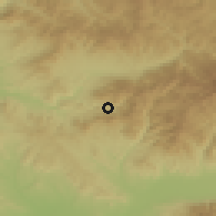 Shaded relief of the 53 km around Kratovo, drawn from the GMTED2010 grid