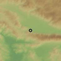 Shaded relief of the 53 km around Kukliš, drawn from the GMTED2010 grid
