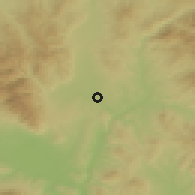 Shaded relief of the 53 km around Kumanovo, drawn from the GMTED2010 grid