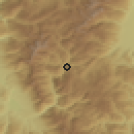 Shaded relief of the 53 km around Mavrovi Anovi, drawn from the GMTED2010 grid