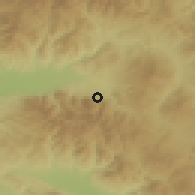 Shaded relief of the 53 km around Blatec, drawn from the GMTED2010 grid