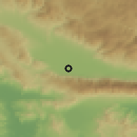 Shaded relief of the 53 km around Murtino, drawn from the GMTED2010 grid