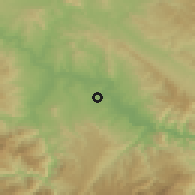 Shaded relief of the 53 km around Negotino, drawn from the GMTED2010 grid