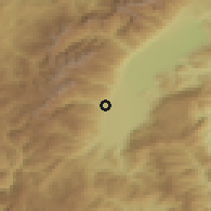 Shaded relief of the 53 km around Negotino-Pološko, drawn from the GMTED2010 grid