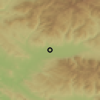 Shaded relief of the 53 km around Obleševo, drawn from the GMTED2010 grid
