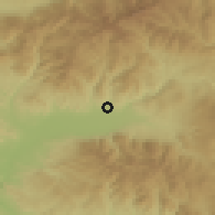 Shaded relief of the 53 km around Orizari, drawn from the GMTED2010 grid
