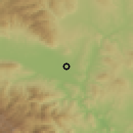 Shaded relief of the 53 km around Petrovec, drawn from the GMTED2010 grid