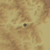 Shaded relief of the 53 km around Plasnica, drawn from the GMTED2010 grid