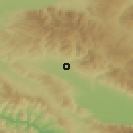Shaded relief of the 53 km around Podareš, drawn from the GMTED2010 grid