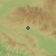 Shaded relief of the 53 km around Radoviš, drawn from the GMTED2010 grid