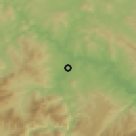 Shaded relief of the 53 km around Rosoman, drawn from the GMTED2010 grid
