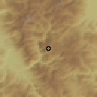 Shaded relief of the 53 km around Rostuša, drawn from the GMTED2010 grid