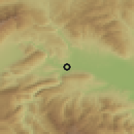 Shaded relief of the 53 km around Saraj, drawn from the GMTED2010 grid