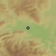 Shaded relief of the 53 km around Skopje, drawn from the GMTED2010 grid
